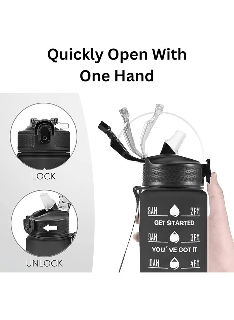 1L Sports Water Bottle with Straw – Reusable Black Drinking Bottle - Image 5